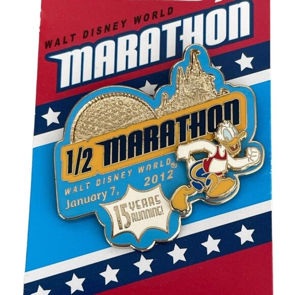 Walt Disney World Run Disney 2012 Half Marathon Donald Duck Logo Limited Pin - Picture 2 of 5